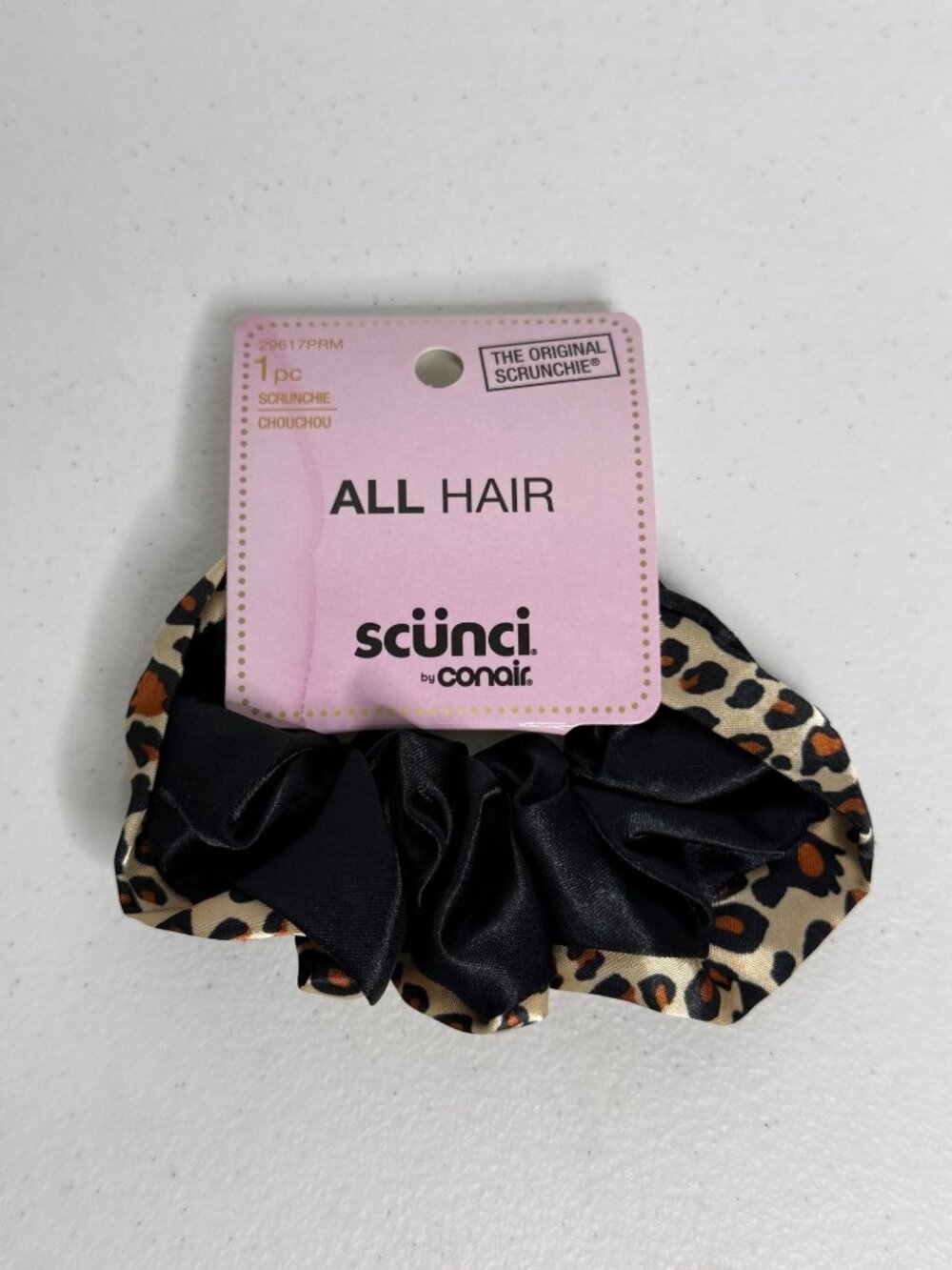 Scunci Leopard Satin Scrunchie Black Animal Print Y2K Mob Wife